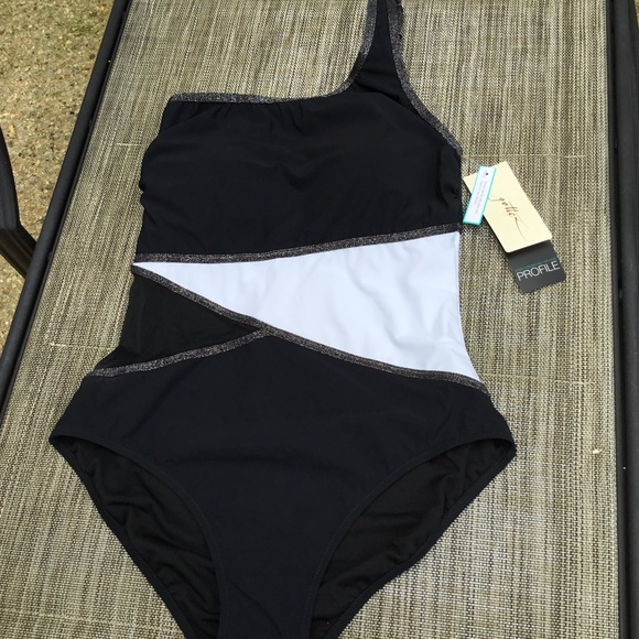 Gottex Profile One Shoulder Swim Suit sz 10 NWT - Picture 2 of 3
